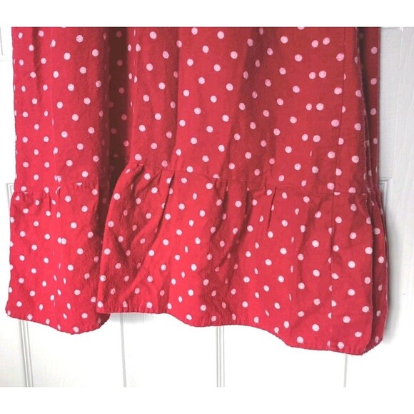 Noble Mount Flannel Nightgown Sz Medium Red Polka Dot Ruffle Cottagecore Granny - Picture 5 of 7